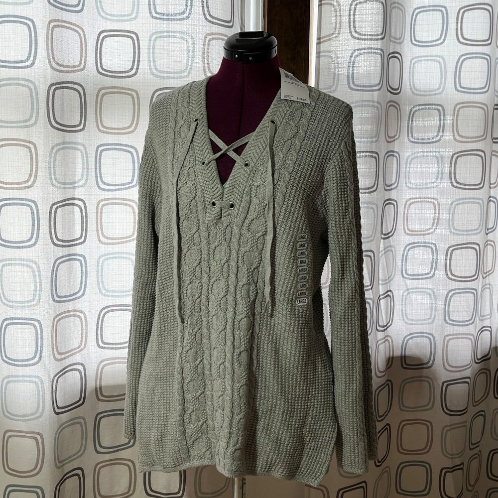 Jeanne Pierre Women's Cotton Sweater - Grey - Size L - NWT
